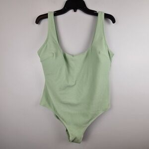 H&M Pastel Green Ribbed Knit One Piece Bathing Suit Swim Suit Size XL Padded NWT
